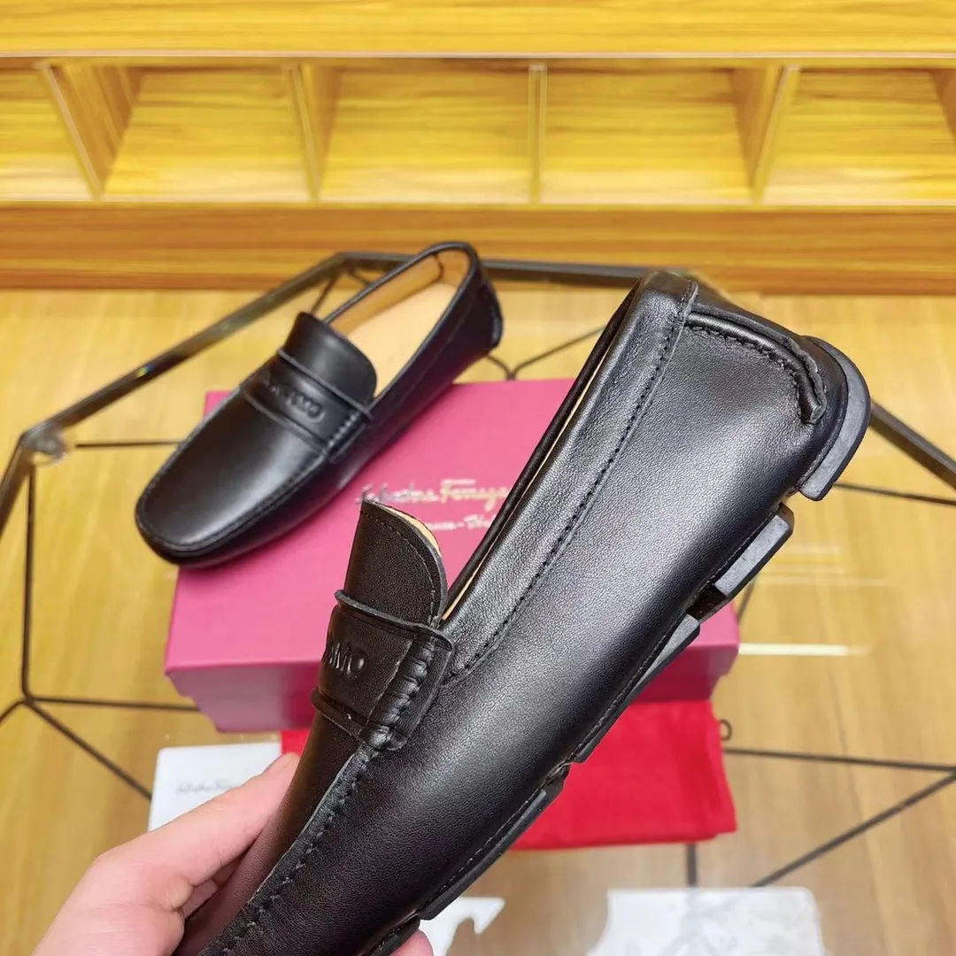 Men's shoes 💰560Ferragamo high-end quality 🔥 black cowhide ➕ cowhide lining size 38-45